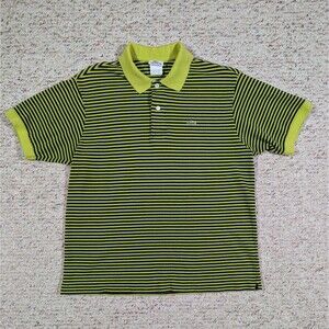 Lacoste Striped Polo Shirt Mens Size 5 LARGE Lime Green/Navy Blue Crocodile